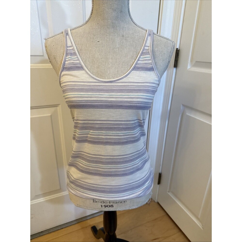 PASTEL STRIPES BDG side M Cotton Blend Tank Top Lavender Light Blue